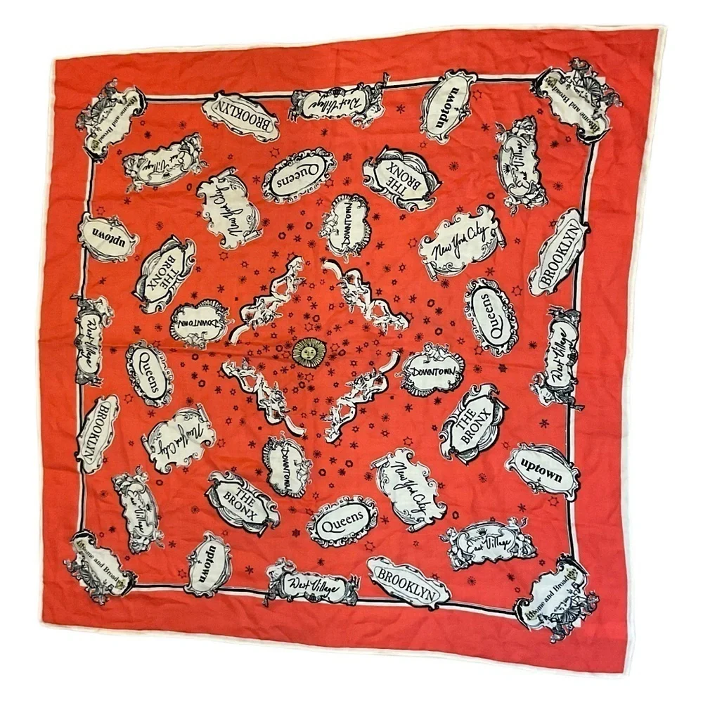 1937 French wool scarf New York Bronx Uptown red white souvenir